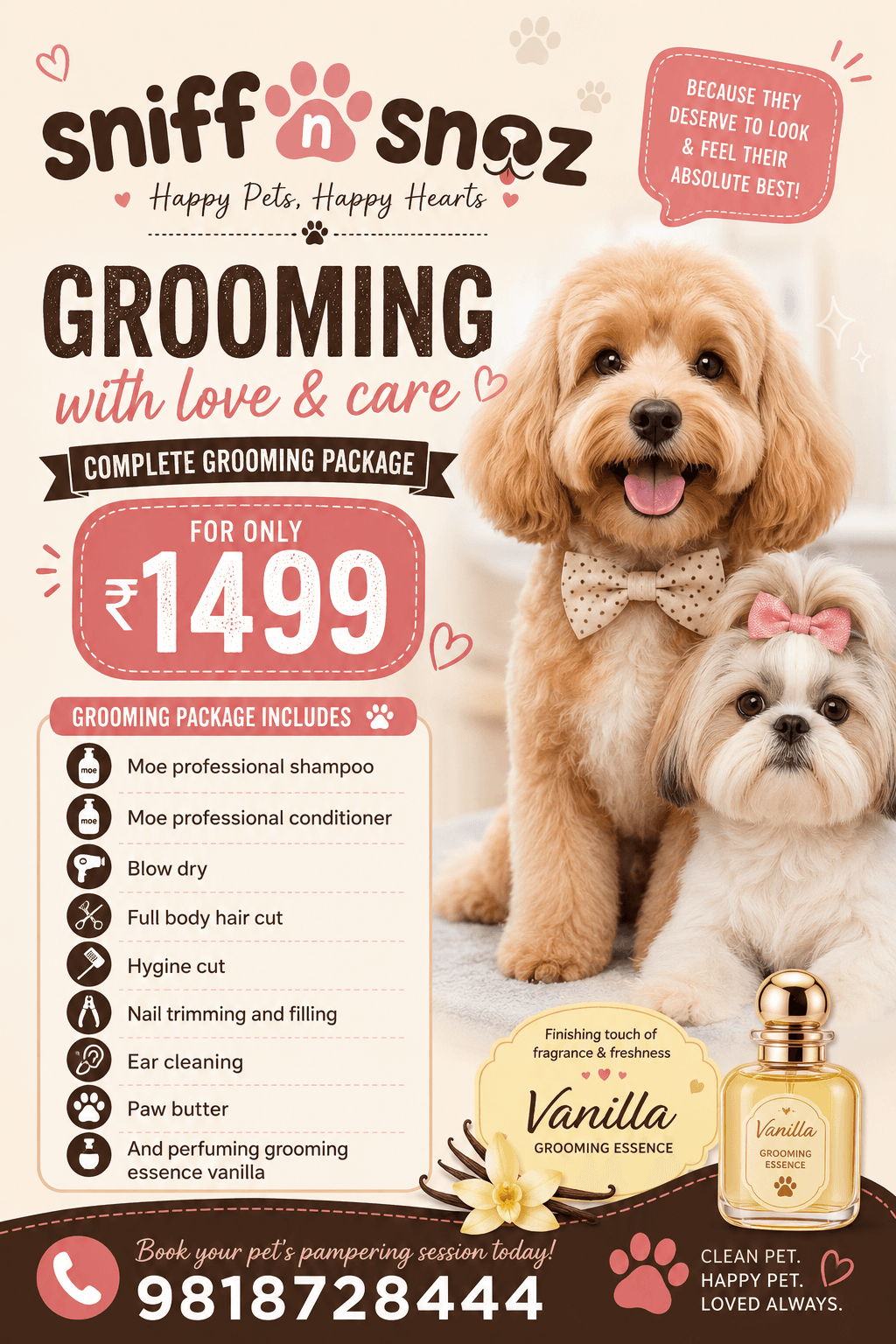 🐶✨ The Ultimate Grooming & Spa Experience at Sniff N Snooz! 🛁💖